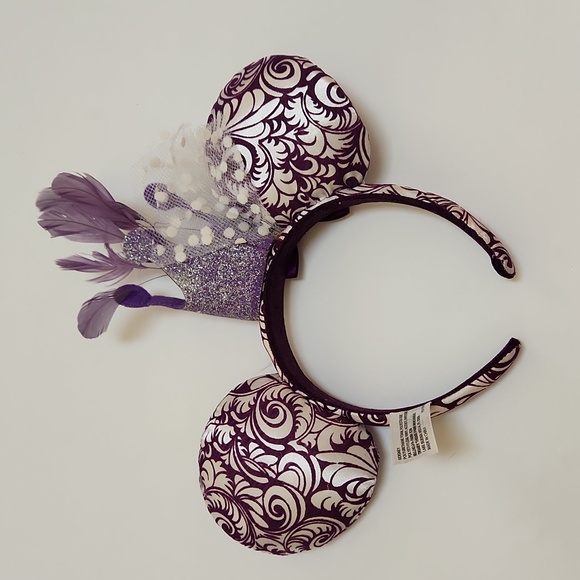 Disney Parks Purple Crown Feather Jubilee Mini Mouse Holiday Ears & bow - Picture 6 of 6